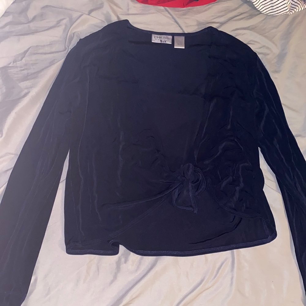 chico’s travelers long sleeve tie shirt